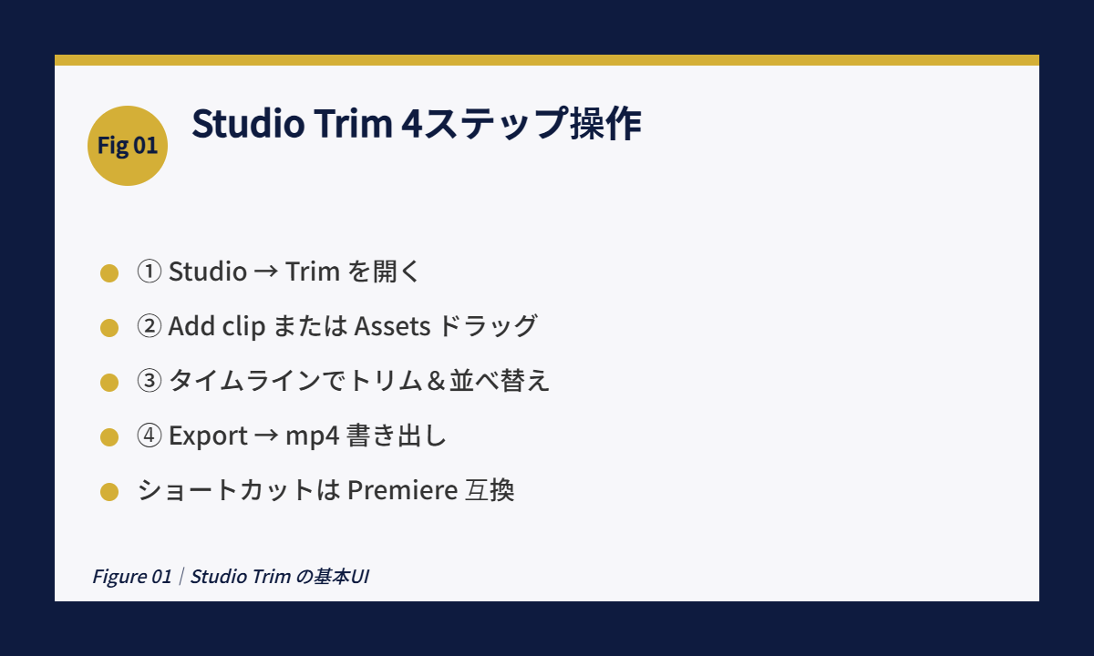 Runway Studio Trim Figure 01｜Studio Trim の基本UI